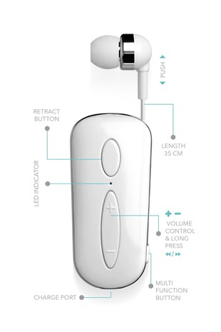 Powerway Pureset 10 Saat Konuşma Süresi Makaralı Bluetooth Kulaklık