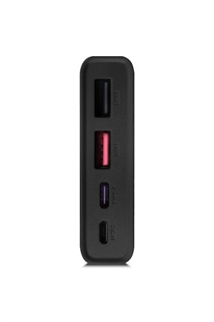 Powerway QC10 Siyah 10.000 Mah PD 22.5W Dahili Kablolu Hızlı Şarj Led Işıklı Powerbank