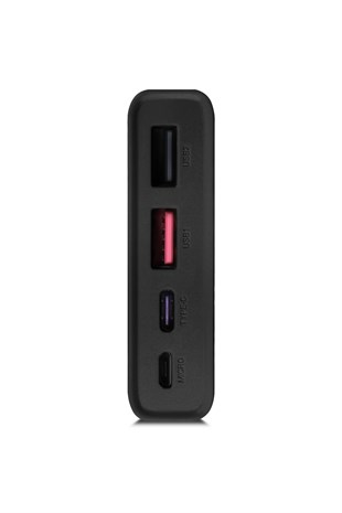 Powerway QC10 Siyah 10.000 Mah PD 22.5W Dahili Kablolu Hızlı Şarj Led Işıklı Powerbank