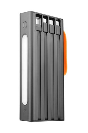 Powerway QC20 Siyah 20.000 Mah PD 22.5W Dahili Kablolu Hızlı Şarj Led Işıklı Powerbank