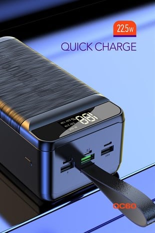 Powerway QC60 Siyah 60.000 Mah PD 22.5W Hızlı Şarj Led Işıklı Powerbank