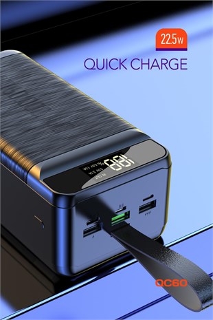 Powerway QC60 Siyah 60.000 Mah PD 22.5W Hızlı Şarj Led Işıklı Powerbank