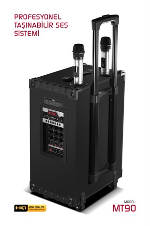 Powerway Şarjlı Çift Mikrofonlu Hoparlör Karaoke Sistemi Taşınabilir Amfi MT90 Bluetooth Hoparlör