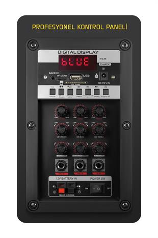 Powerway Şarjlı Çift Mikrofonlu Hoparlör Karaoke Sistemi Taşınabilir Amfi MT70 Bluetooth Hoparlör