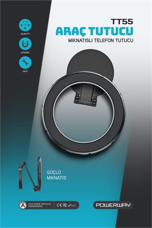 Powerway TT55 Mıknatıslı Araç İçi Yapışkanlı Magsafe Destekli Telefon Tutucu