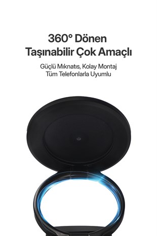Powerway TT77 Yüksek Kaliteli Manyetik Araç İçi Telefon Tutucu Katlanabilir 360 Derece Açı