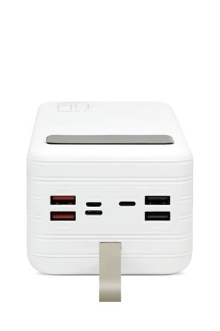 Powerway TX60 Beyaz 60.000 mAh Çoklu Çıkış Dijital Göstergeli Ekstra Kablolu Powerbank