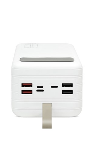 Powerway TX60 Beyaz 60.000 mAh Çoklu Çıkış Dijital Göstergeli Ekstra Kablolu Powerbank