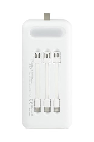 Powerway TX80 Beyaz 80.000 mAh Çoklu Çıkış Dijital Göstergeli Ekstra Kablolu Powerbank