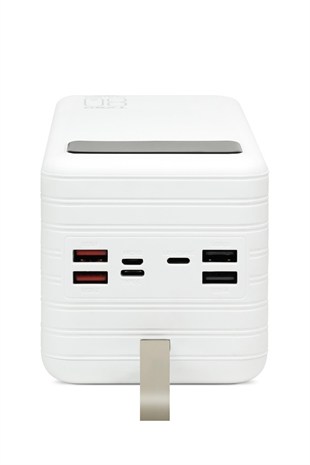 Powerway TX80 Beyaz 80.000 mAh Çoklu Çıkış Dijital Göstergeli Ekstra Kablolu Powerbank