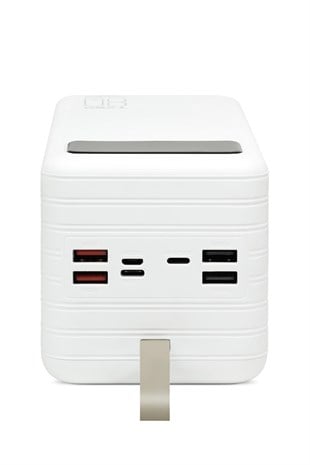 Powerway TX80 Beyaz 80.000 mAh Çoklu Çıkış Dijital Göstergeli Ekstra Kablolu Powerbank