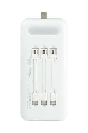 Powerway TX80 Beyaz 80.000 mAh Çoklu Çıkış Dijital Göstergeli Ekstra Kablolu Powerbank