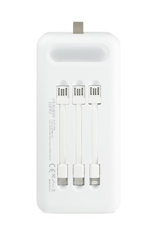 Powerway TX80 Beyaz 80.000 mAh Çoklu Çıkış Dijital Göstergeli Ekstra Kablolu Powerbank
