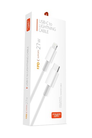 Powerway Type-C to Lightning 1 Metre Hızlı Şarj ve Data Kablosu iPhone iPad Uyumlu Dayanıklı