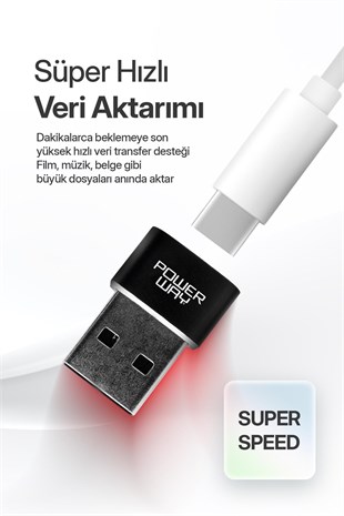 Powerway USB to Type-C 3.1 (YÜKSEK HIZLI) Veri Aktarımı Otg Çevirici Dönüştürücü Adaptör