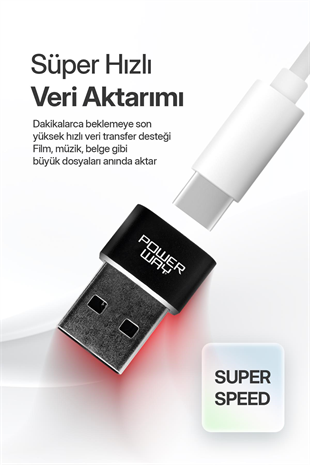 Powerway USB to Type-C 3.1 (YÜKSEK HIZLI) Veri Aktarımı Otg Çevirici Dönüştürücü Adaptör