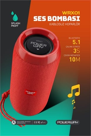 Powerway WRX01 Kırmızı SD Kart Aux Usb Girişli Kablosuz FM Radyo Bluetooh Hoparlör
