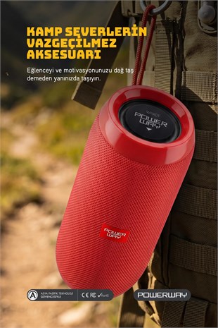 Powerway WRX01 Kırmızı SD Kart Aux Usb Girişli Kablosuz FM Radyo Bluetooh Hoparlör