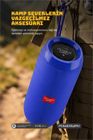 Powerway WRX01 Mavi SD Kart Aux Usb Girişli Kablosuz FM Radyo Bluetooh Hoparlör