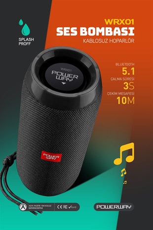 Powerway WRX01 Siyah SD Kart Aux Usb Girişli Kablosuz FM Radyo Bluetooh Hoparlör