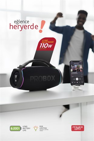 Probox 110W Güç Usb Hafıza Kartı Aux Fm Led Işıklı Bluetooth Hoparlör Hi-Fi Ses Bombası
