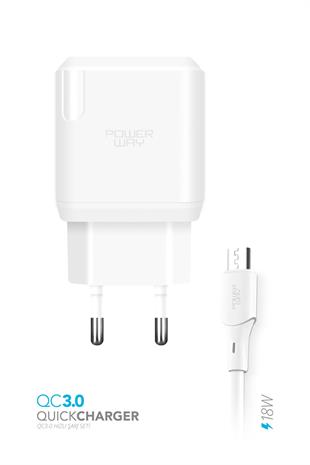 Powerway QCM30 Micro Usb Girişli 3A 18W Hızlı Şarj Seti Orijinal