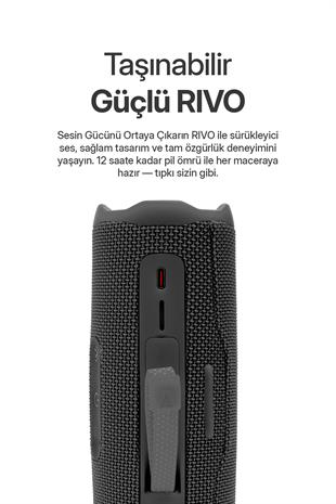Rivo Siyah Taşınabilir Bluetooth Kablosuz Hoparlör 12 Saat Oynatma Çoklu Bağlantı