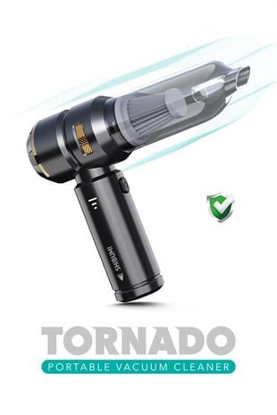 Tornado 100W Şarjlı Kablosuz Araç İçi Süpürge Gerçek 16000PA Güçlü Üfleme & Vakum Aksesuarlı Type-c
