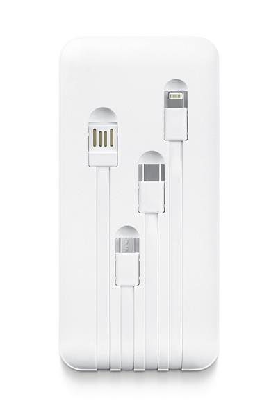 Powerway TX108 Beyaz 10.000 mAh Dijital Göstergeli Ekstra Kablolu 4 Çıkışlı Powerbank