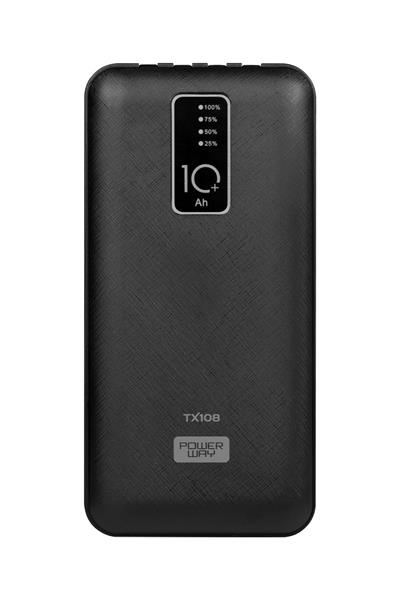 Powerway TX108 Siyah 10.000 mAh Dijital Göstergeli Ekstra Kablolu 4 Çıkışlı Powerbank