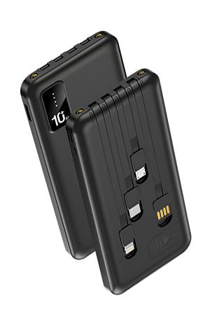 Powerway TX109 Siyah 10.000 mAh Dijital Göstergeli Ekstra Kablolu Dahili Stand Powerbank