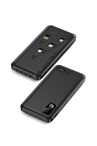 Powerway TX109 Siyah 10.000 mAh Dijital Göstergeli Ekstra Kablolu Dahili Stand Powerbank