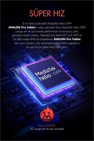 Vorcom Avalon 256 GB Hafıza 8 GB Ram 10.36 Inc FHD 22.000 mAh Pil Harman Kardon Profesyonel Oyuncu Tableti