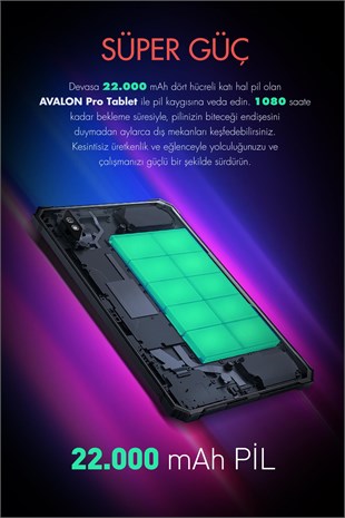 Vorcom Avalon 256 GB Hafıza 8 GB Ram 10.36 Inc FHD 22.000 mAh Pil Harman Kardon Profesyonel Oyuncu Tableti