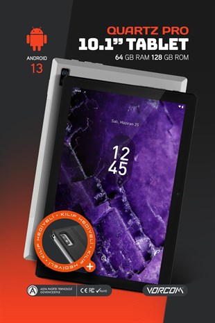 Vorcom QuartzPro 6GB/128GB 10.1” 1920*1200 HD IPS Ekran Tablet Kılıf+Ekran Koruyucu Hediyeli
