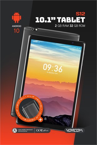 Vorcom S12 2GB/32GB 10.1” 1280*800 HD IPS Ekran Tablet Ekran Koruyucu Hediyeli