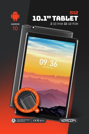 Vorcom S12 2GB/32GB 10.1” 1280*800 HD IPS Ekran Tablet Ekran Koruyucu Hediyeli