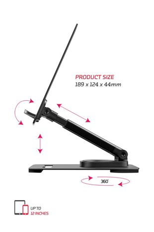 Vorcom TMS30 4 Eksenli 360 Derece Açılı Tüm Tablet ve Telefonla Uyumlu Ayaklı Stand