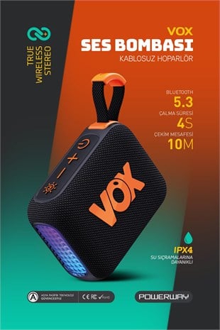 Vox Usb Hafıza Kartı Aux Led Işıklı Bluetooth Hoparlör Hi-Fi Ses Bombası