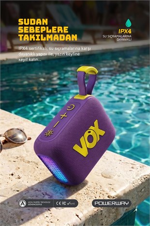 Vox Usb Hafıza Kartı Aux Led Işıklı Bluetooth Hoparlör Hi-Fi Ses Bombası