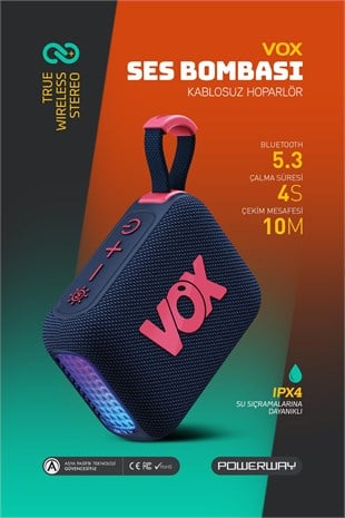 Vox Usb Hafıza Kartı Aux Led Işıklı Bluetooth Hoparlör Hi-Fi Ses Bombası