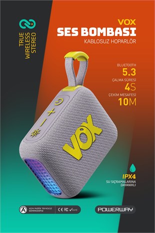 Vox Usb Hafıza Kartı Aux  Led Işıklı Bluetooth Hoparlör Hi-Fi Ses Bombası