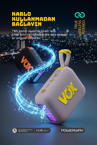 Vox Usb Hafıza Kartı Aux  Led Işıklı Bluetooth Hoparlör Hi-Fi Ses Bombası