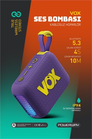 Vox Usb Hafıza Kartı Aux Led Işıklı Bluetooth Hoparlör Hi-Fi Ses Bombası