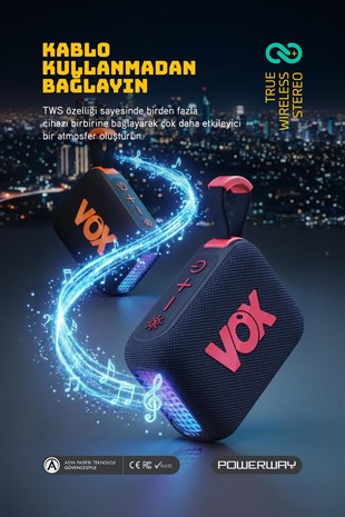 Vox Usb Hafıza Kartı Aux Led Işıklı Bluetooth Hoparlör Hi-Fi Ses Bombası