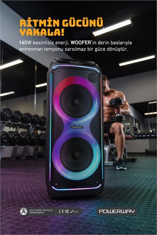 WOOFER 140W Hoparlör Gitar Saz Girişli Karaoke Parti Ses Sistemi Dijital Ekran +Bass