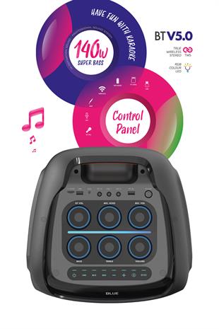 WOOFER 140W Hoparlör Gitar Saz Girişli Karaoke Parti Ses Sistemi Dijital Ekran +Bass