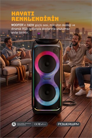 WOOFER 140W Hoparlör Gitar Saz Girişli Karaoke Parti Ses Sistemi Dijital Ekran +Bass