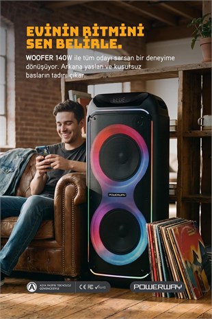 WOOFER 140W Hoparlör Gitar Saz Girişli Karaoke Parti Ses Sistemi Dijital Ekran +Bass
