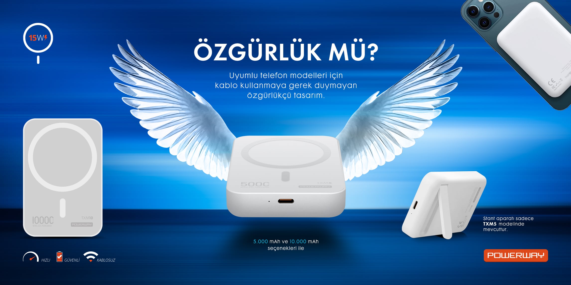 TXM5-TXM10 MAGSAFE 15W KABLOSUZ POWERBANK